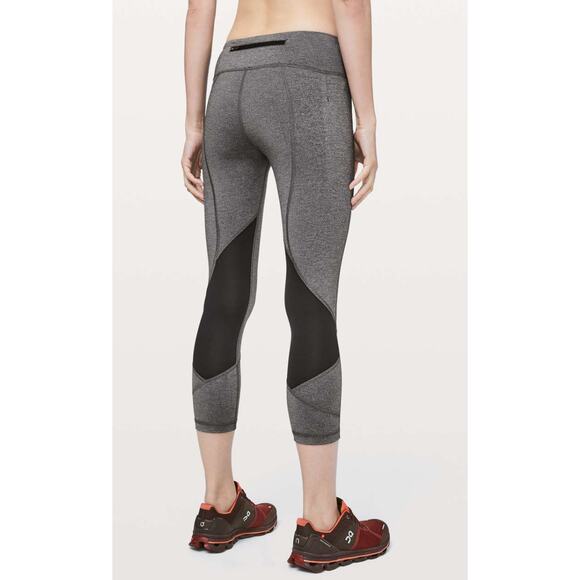 Lululemon Pace Rival Crop Leggings Gray and Black Size 4 - Picture 2 of 10
